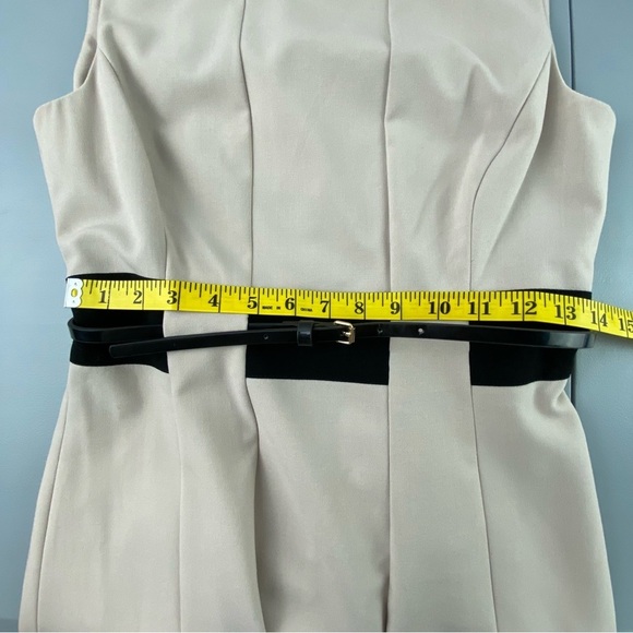 Calvin Klein tan a-line dress with black & white striped detail wms sz 4 - Picture 8 of 10